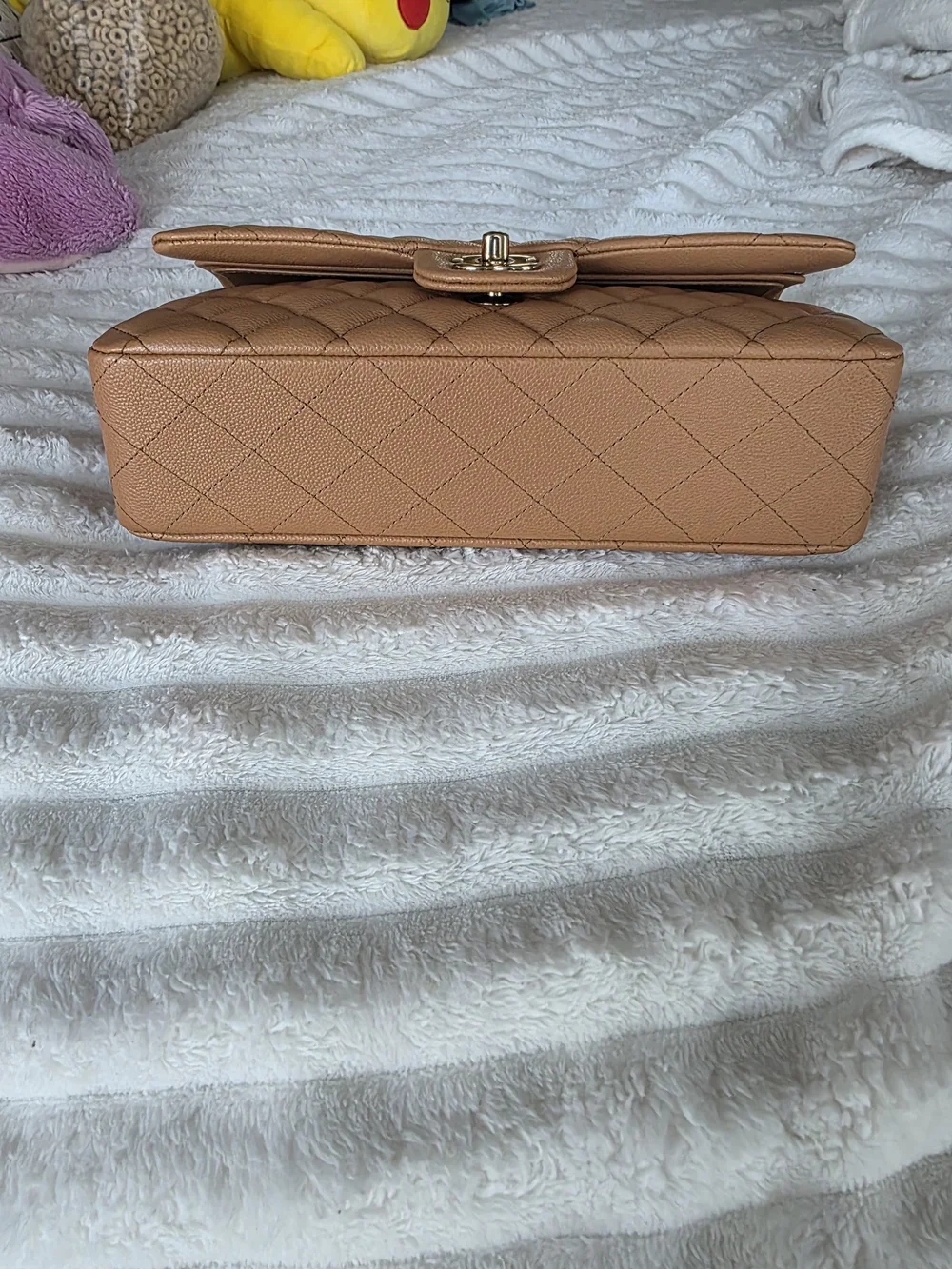CHANEL Quilted Shoulder Flap Bag in Tan Camel